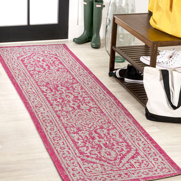 Sinjuri Medallion Textured Weave Indoor/outdoor Runner Rug